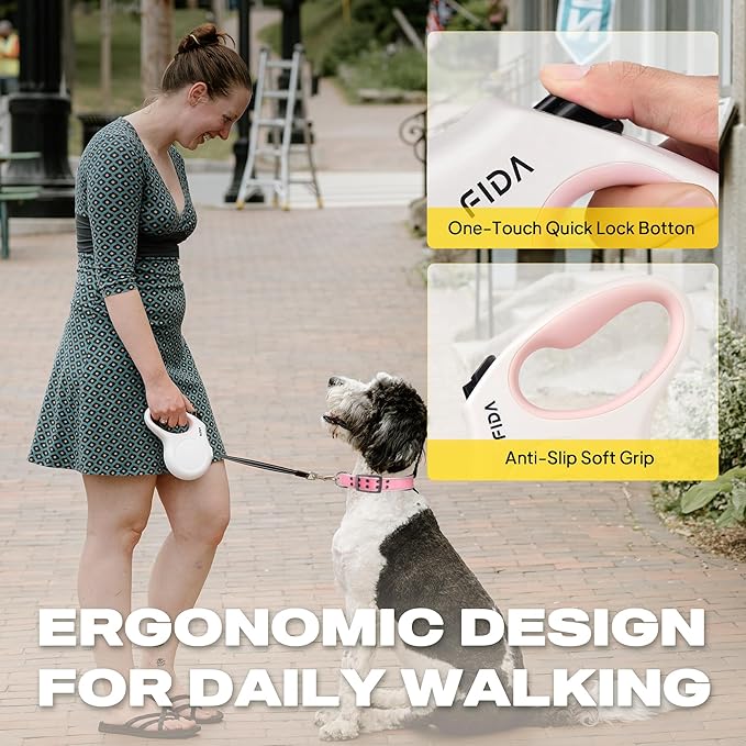Fida Retractable Dog Leash X-Small Breed, 10 ft Durable Pet Walking Leash for Extra Small Dogs/Cats/Small Animals up to 18 lbs, 360° Tangle Free, White - Image 5