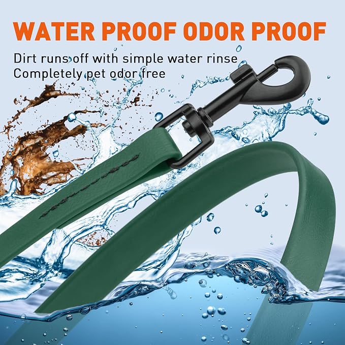 Dogline Biothane Waterproof Dog Leash Strong Coated Nylon Webbing with Black Hardware Odor-Proof Easy to Clean High Performance for Small or Large Dogs Made in USA 4 or 6 ft Lead, Hunter Green - Image 6
