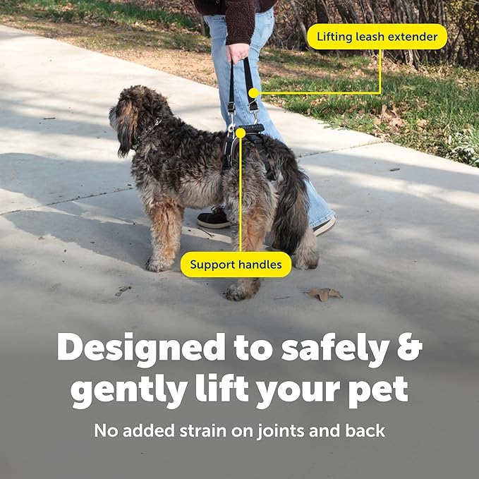PetSafe CareLift Rear Support Harness - Lifting Aid with Handle and Shoulder Strap - Fits Waist Measuring 19-31 inches, Dog Weight 35lb-70lb, Medium, Black | Dog Lifting Aid with Handle & Shoulder Strap, Adjustable, Padded, Machine Washable, Helps Redu... - Image 4