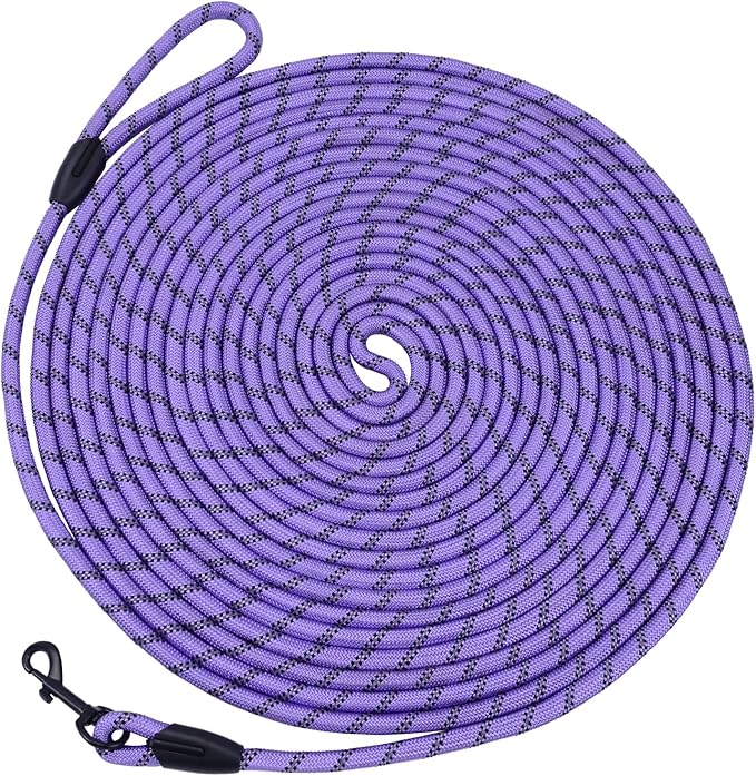 Long Dog Leash for Training 50Ft-Reflective Nylon Rope with Swivel Hook-Recall Agility Lead for Large Small Medium Dogs Outside Walking Hiking-Purple by HiKiss