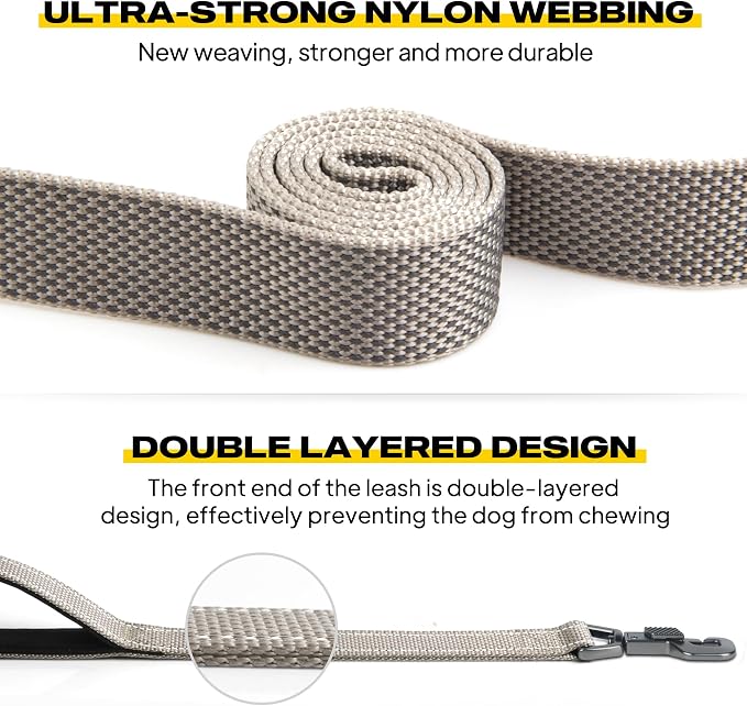 Fida Heavy Duty Dog Leash for Medium Large Dogs, 5 FT, Dual Padded Handles | Traffic Handle for Close Control, Advanced Easy Snap Hook, Reflective, Strong Nylon Webbing for Daily Walks & Training, Grey - Image 3