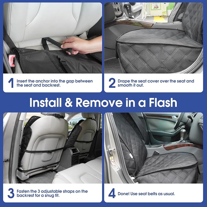 ALLANSING Front Seat Cover for Dogs with Side Flaps, Heavy Duty 900D Waterproof Seat Protector, Protects from Dirt & Scratches, for Pets & Daily Use, Fits Cars SUV Trucks Minivans (2-Pack) - Image 5