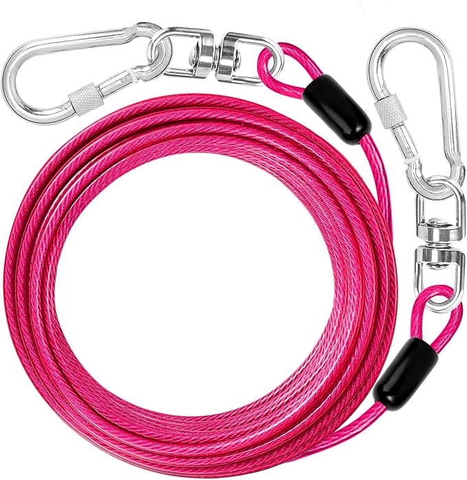 jenico Dog Tie Out Cable: 10 ft Dog Leads for Yard Heavy Duty | Dog Chain Leash for Small Large Dogs Up to 500 lbs - Outdoor Dog Runner Tether for Yard Camping Backyard by jenico
