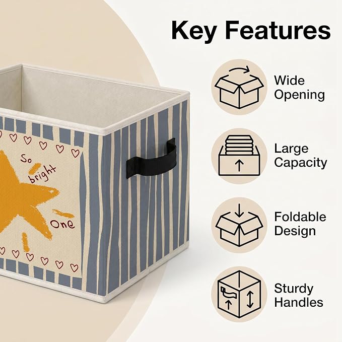 Positive Affirmations Storage Bins Box with Handles, Inspirational Collapsible Storage Basket, Stars Foldable Basket for Organizing Playroom Nursery Toys Books Clothes - Image 4