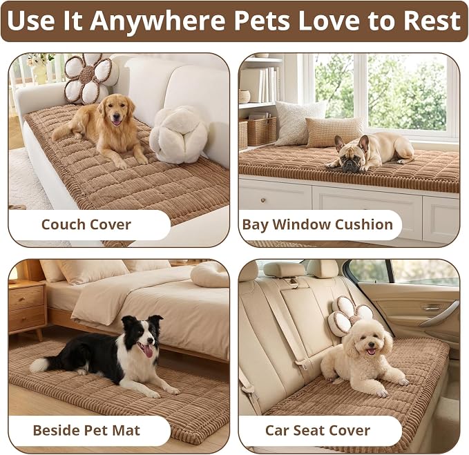 OstepDecor Couch Cover for Dogs, Washable Non Slip Sofa Cover for Pets | Soft Couch Covers for Sofa, Loveseat and Sectional, Furniture Protector Against Pet Hair & Dirt (27.6" x 82.7", Brown) - Image 2