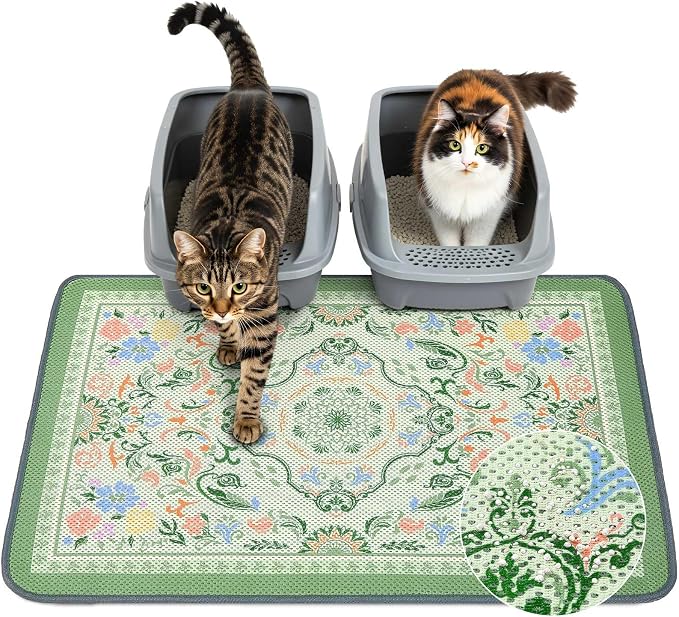 Unicorn Catcher 33"x22" Cat Litter Mat Machine Washable Litter Trapping Pad | Kitty Paw Friendly Padding With Breathable 3D Air Mesh Technology And A Non-Slip Base To Keep Home Floors Debris-Free by UnicornCatcher