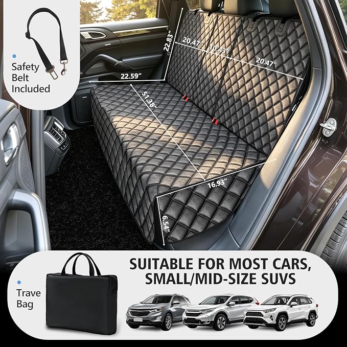 Car Rear Seat Protector, PU Leather Dog Bench Seat Cover for Back Seat | Under Child Car Seat, Fit Middle Armrest for SUVs,Sedans, Seatbelt Access, Easy Cleanup, Anti-Scratch, Waterproof, Anti-Slip - Image 5