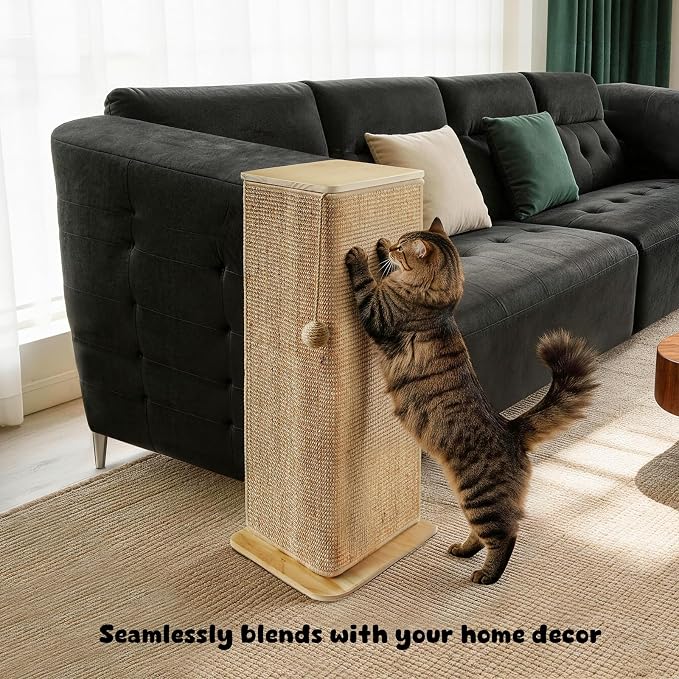 Wooden Couch Corner Cat Scratcher, Adjustable Couch Cat Scratch Protector with Sisal Scratching Mat, Couch Corner Protectors for Cats with Adjustable Buckles, Cat Scratch Furniture Protector for Sofa - Image 7
