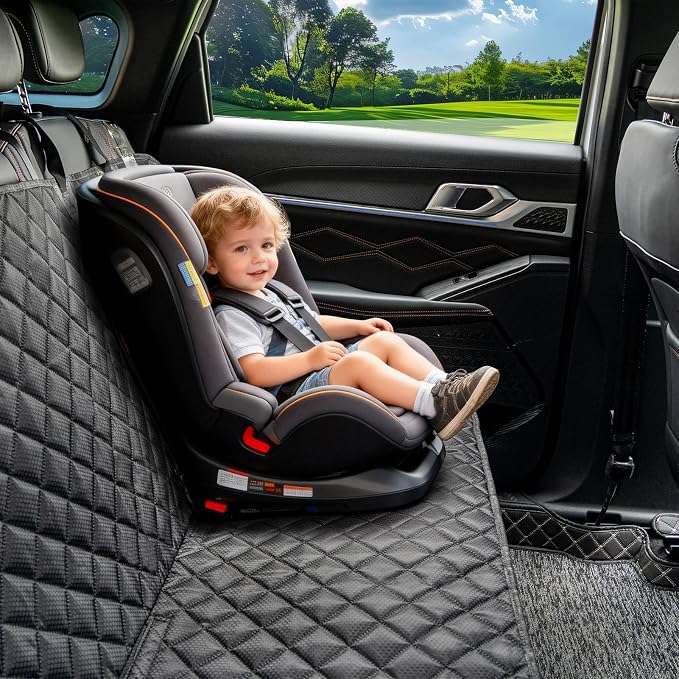 JSTHT Dog Car Seat Covers for Back Seat Waterproof Bench Seat Cover Protector Nonslip Durable Soft Pet Back Seat Covers for Car, Truck, & SUV (Black) - Image 4