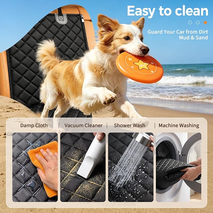 Yuntec Dog Car Seat Cover for Back Seat Pet Seat Cover (55” Width) - Black | Waterproof Rear Seat Protector Scratchproof Back Car Seat Cover fits Middle Armrest for Cars Suvs Truck - Image 5
