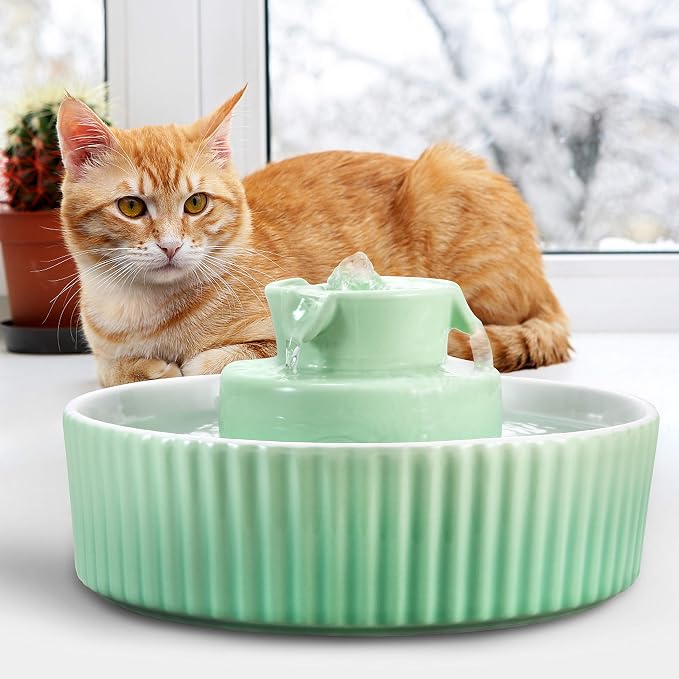 Wonder Creature Ceramic Cat Water Fountain, Stable Cupcake Design, 71oz | 2.1L Pet Fountain with Anti-Tip Ceramic Design, 2 Quiet Pumps, 360° Water Flow, 3 Filters for Cats and Dogs - Image 7