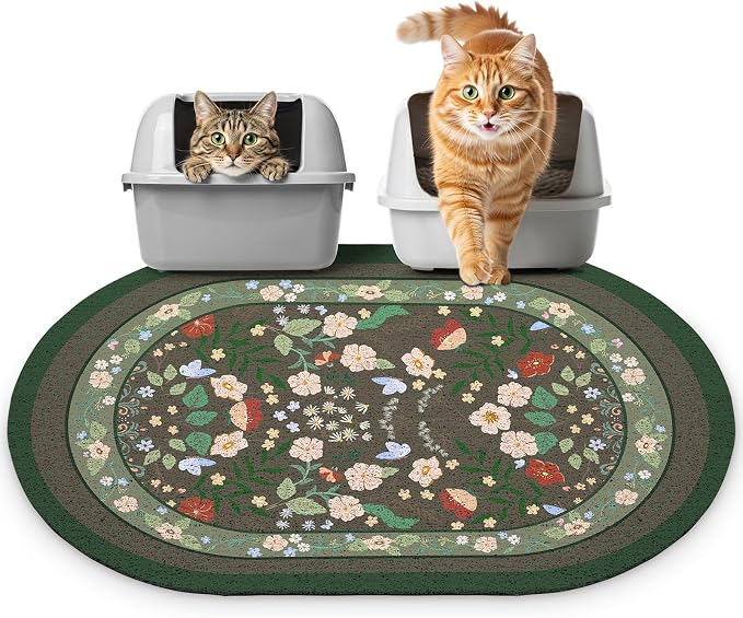 Bienbee Cat Litter Mat, 33" x 22" Dense Trapping Mesh for Litter Boxes | Litter Box Mat with PVC Mesh, Waterproof &Urineproof, Non-Slip Grip, Soft On Kitty Paws and Easy to Clean to Protect Floor by Bienbee