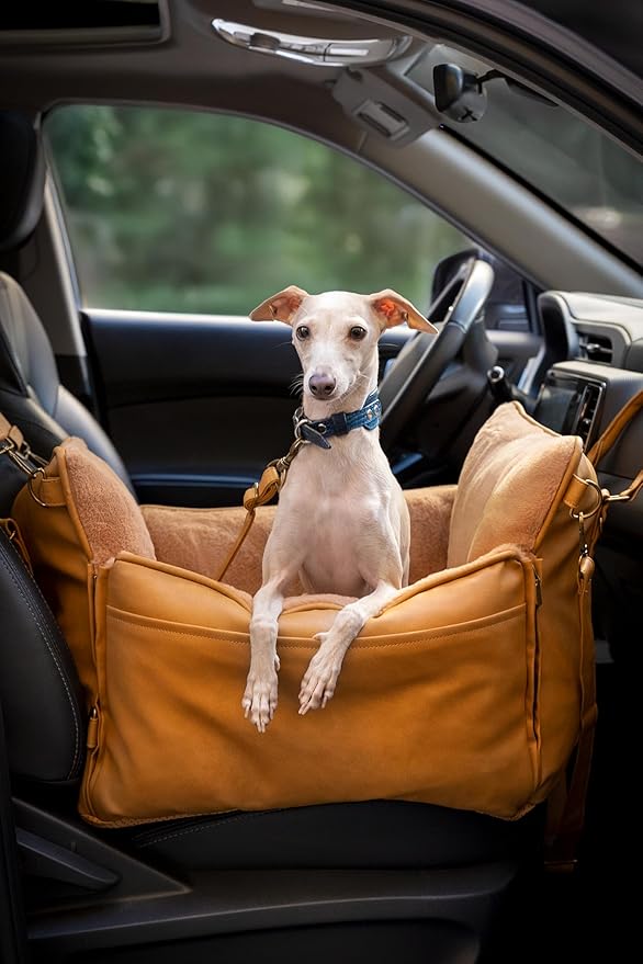 NOAH & PAW Small Dog Car Seat for Small Medium Pets with Harness Clip, 4X Safety Feature, Washable Dog Seat for Car, Orthopedic Foam Wrapped with Plush, Vegan Leather - Image 2