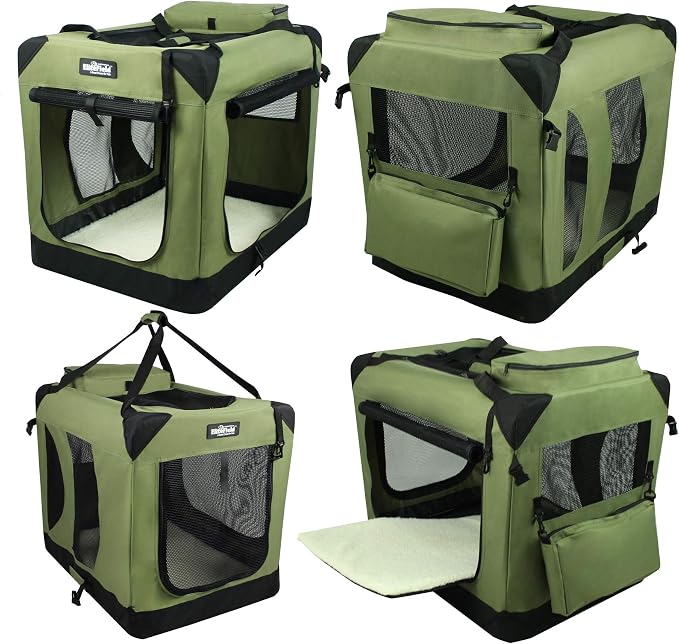 EliteField 3-Door Soft Dog Crate with Bed & Carrying Bag (2-Year Warranty) | 3 Mesh Doors, Steel Frame, Removable & Washable Crate Cover and Bed Cover, Storage Pockets, Indoor/Outdoor, Foldable - Image 4