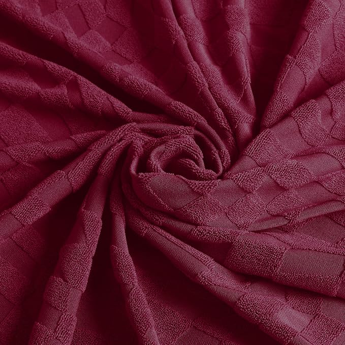 ZNSAYOTX 1 Piece Stretch Oversized Sofa Covers (91"-112"), New Plaid Couch Cover with Non-Slip Buckle for Dog Pets, Ultimate Soft Cozy Washable X-Large Sofa Slipcover Form Fit Protector, Wine Red - Image 7