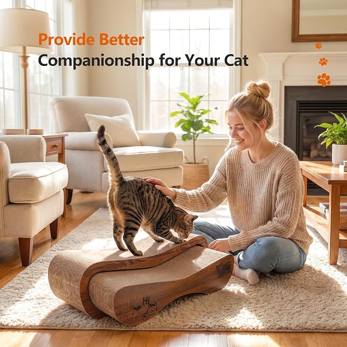 Cat Scratcher Set Cardboard Lounge Bed Scratch Pad for Indoor Cats Kittens | Reversible Durable Cardboard|Satisfies Cat Scratching Instinct|Protects Furniture|Indoor Cats & Kittens|Stackable Space Saver - Image 6