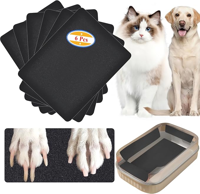 Cat Nail File Scratcher - 6 Pack Replaceable Nail Fil for Cat Litter Box, Self-Adhesive Sand Paper Scratcher Trim for Cat & Dog Scratching Board. by DCSUCC