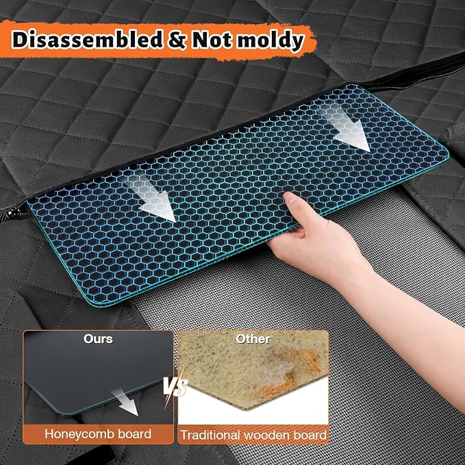 Hard Bottom Back Seat Extender for Dogs, Dog Car Seat Cover for Back Seat, Holds 420lbs, Durable Waterproof Pet Car Bed Dog Hammock for SUV/Car/Small Truck (Black) - Image 4