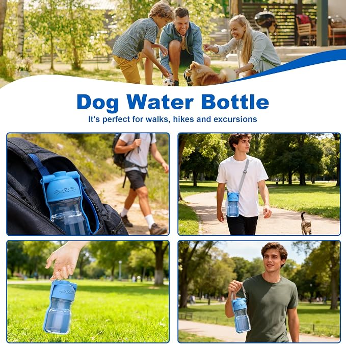 Amerisun Dog Water Bottle16.9 OZ Collapsible Leak-Proof Pet Water Bowl | Collapsible Water Bottle,Suitable for Dog, Cat, Puppy Guinea Pig Hamster & Bunny Ideal for Walking Hiking(A012B-blue) - Image 5