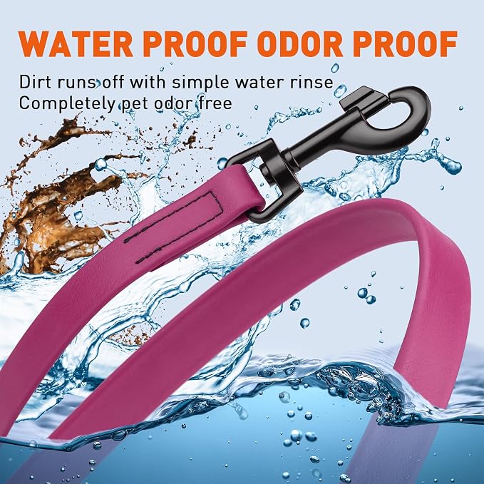 Dogline Biothane Waterproof Dog Leash Strong Coated Nylon Webbing with Black Hardware Odor-Proof Easy to Clean High Performance for Small or Large Dogs Made in USA 4 or 6 ft Lead, Magenta Pink - Image 6