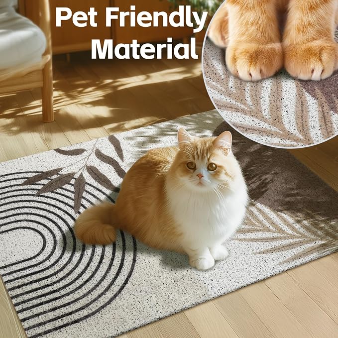 Cat Litter Mat Litter Trapping Mat, 33"x22" Waterproof Urine Proof Litter Box Mat Catcher Mat Non-Slip Washable for Kitty Kitten, Brown - Image 3
