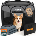 Dog Cat Small Animal Puppy Playpen with Pee Pad, Medium, Dark Grey | Portable Pop Up Pet Crate Cage Enclosure Tent Kennel Indoor Outdoor with Carrying Case, No Assembly, Camping Use by MZNZ