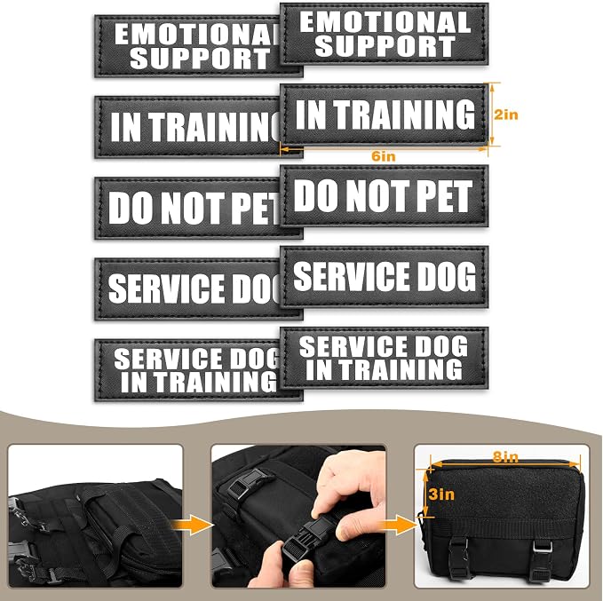 Tactical Dog Harness with Dog Leash, Service Working MOLLE Vest with 10 Pet Patches for Large Dog, No Pull Military Harness and Backpack for Training Hunting Walking - Image 7