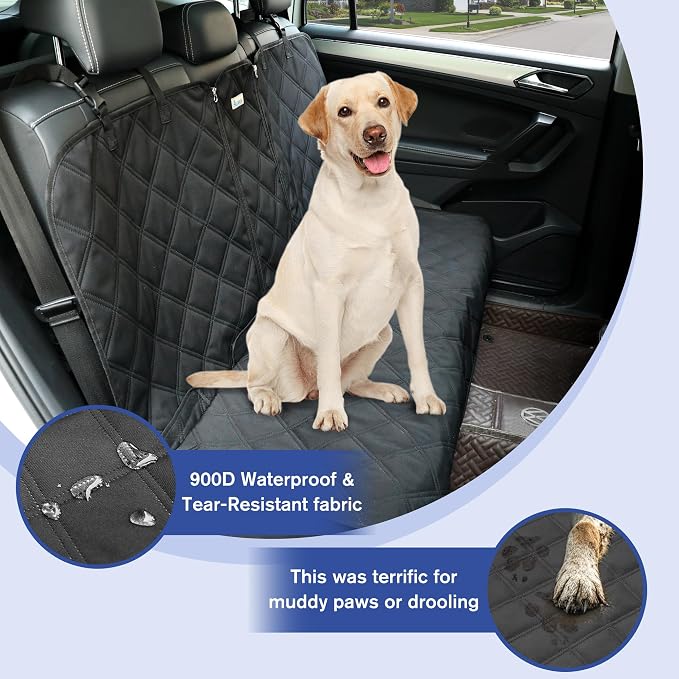 ALLANSING XL Back Seat Cover for Full‑Size Trucks Rear Bench, Zippered Center Armrest Opening, Heavy Duty 900D Waterproof Non‑Slip Car Seat Protector for Messy Kids & Drooling Dogs, Easy Clean (Black) - Image 2