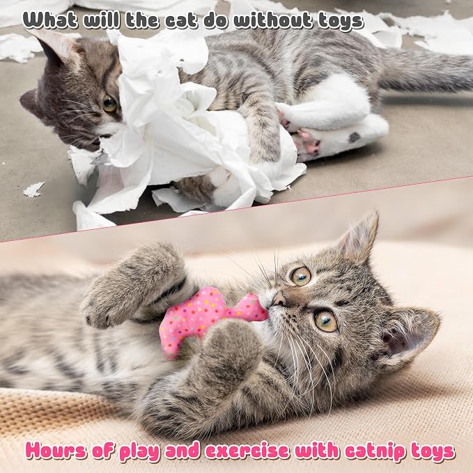 MALLMALL6 6Pcs Frosted Animal Cookie Catnip Crinkle Paper Sound Toys Gift for Cat, Catmint Teething Chew Kick Interactive Toy for Indoor Cats, Soft Candy Pet Presents Supplies for Kitten Lover - Image 5