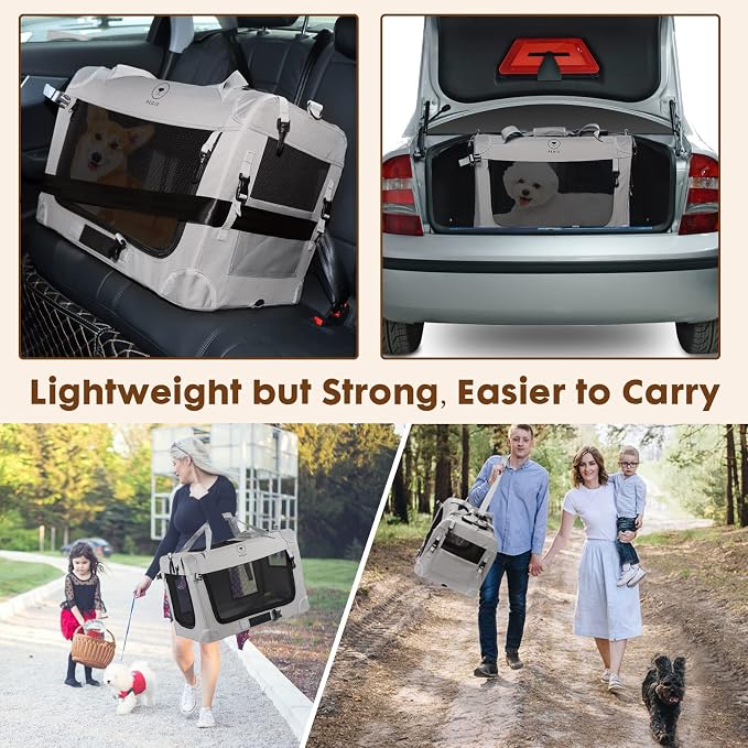 PEGIC Extra Large Cat Carrier for 2 Cats, Grey, X-Large | Portable Soft Sided, 24"×16"×16", Indoor and Outdoor Uses, For Car Traveling, Vest Visits - Image 7