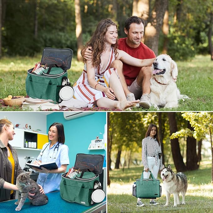 BAGLHER Dog Travel Bag Backpack Pet Supplies Backpack Pet Accessories Storage Bag 5-Piece Set With Shoulder Strap 2 Lined Pet Food Containers 2 Foldable Feeding Bowls Essential Kit for Pet travel - Image 5