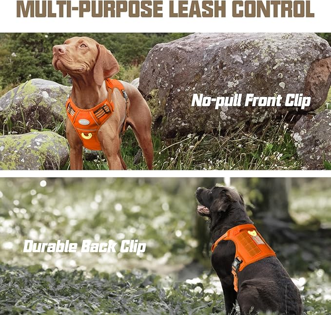 AUROTH Tactical Dog Harness for Large Dogs No Pull Adjustable Pet Harness Reflective K9 Working Training Easy Control Pet Vest Military Service Dog Harnesses Orange L | Easy Control with handle, Adjustable, Reflective, Military K9, for German Shepherd ... - Image 5