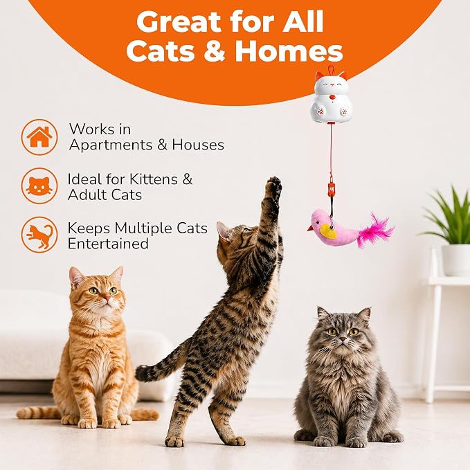 Indira Interactive Cat Toy – Automatic Moving Cat Toy with Birds & Ball, Cat Toys for Bored Indoor Adult Cats, Stimulating Cat Toys, Cat Interactive Toys for Indoor Cats Rechargeable - Image 7
