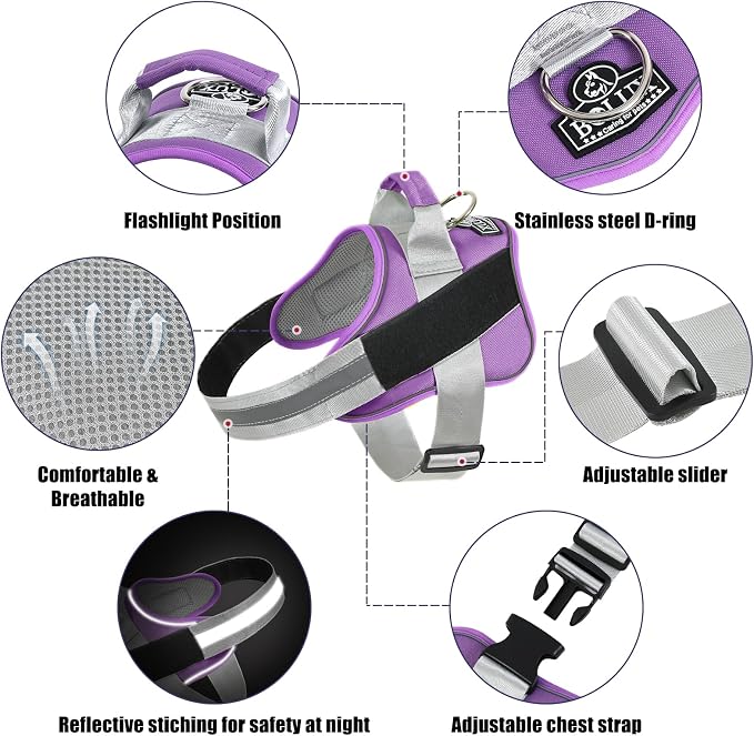 Dog Harness, No-Pull Reflective Dog Vest, Breathable Adjustable Pet Harness with Handle for Outdoor Walking - No More Pulling, Tugging or Choking (Lavender, Medium (Pack of 1)) - Image 2