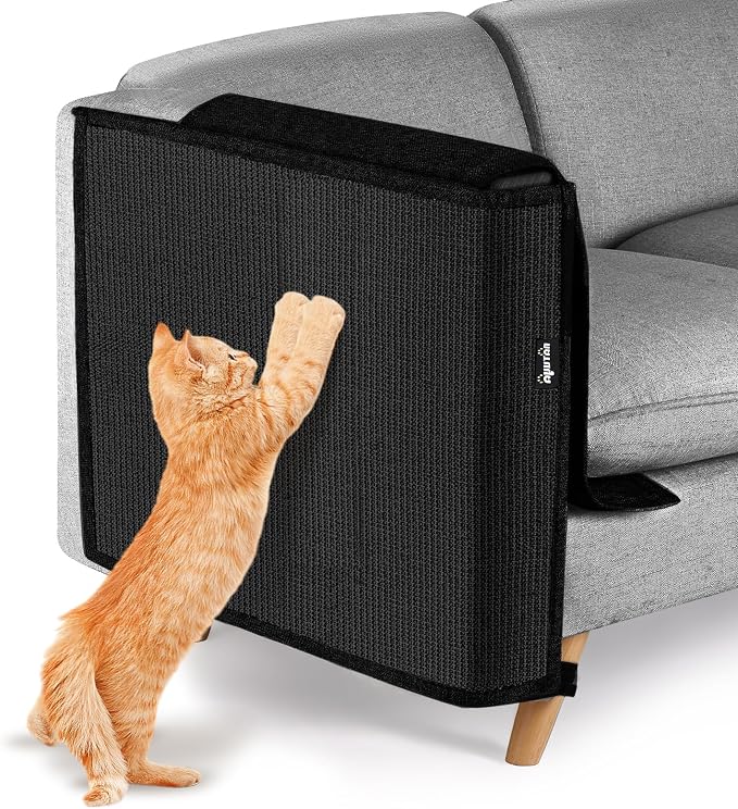 NATUYA Cat Scratch Furniture Couch Protector - Large Sisal Cat Scratching Pad Sofa Corner Arm Shield, Cat Scratcher for Sofa (Black, Right) by NATUYA
