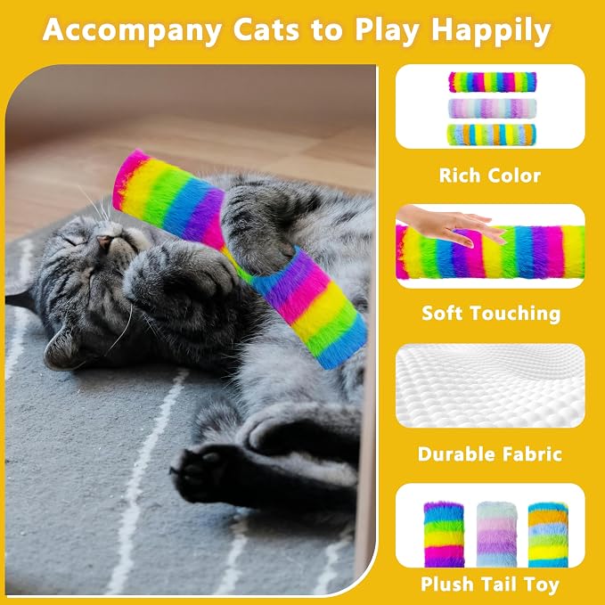 3 Pack Catnip Toys,Soft and Durable Cat Pillows Toys, Funny cat Toy | Crinkle Sound Catnip Toys, Cat toys for indoor cats, Indoor Interactive toy, cat kicker toy (Rainbow Set) - Image 4
