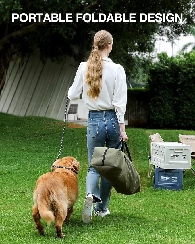 Veraste 30" Soft Collapsible Travel Dog Crate for Medium Dogs,Green | 4-Door Foldable Travel Crate,breathable mesh, foldable with storage bag - Image 8