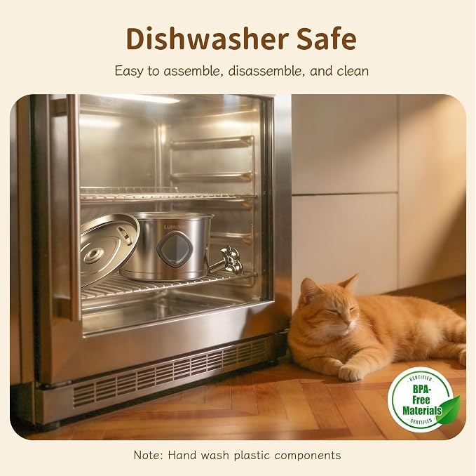 Cat Water Fountain Stainless Steel, 2.8L Quiet Dog Water Fountain | Automatic Quiet Pet Drinking Fountain, Water Level Window, 8 Filters & 8 Sponges - Gift for Small Animals like Dog & Kitty - Image 4