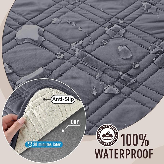 TAOCOCO Waterproof Large Couch Covers for Dogs, Non Slip Sofa Cover, 78.7'' | Washable Oversized Couch Covers with Arms for 3 Cushion Couch, Dog Sofa Cover Protector, Pockets & Backless Design, Dark Grey - Image 3