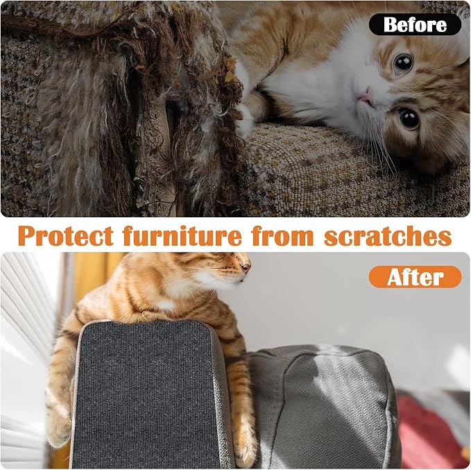 Cat Scratch Furniture Protector - 138" x 15.8" Trimmable Self-Adhesive Cats Claws Scratch Pads, DIY Cat Climbing Couch Protector for Scratch Post Cat Tree Replacement Indoor (Dark Gray) - Image 4