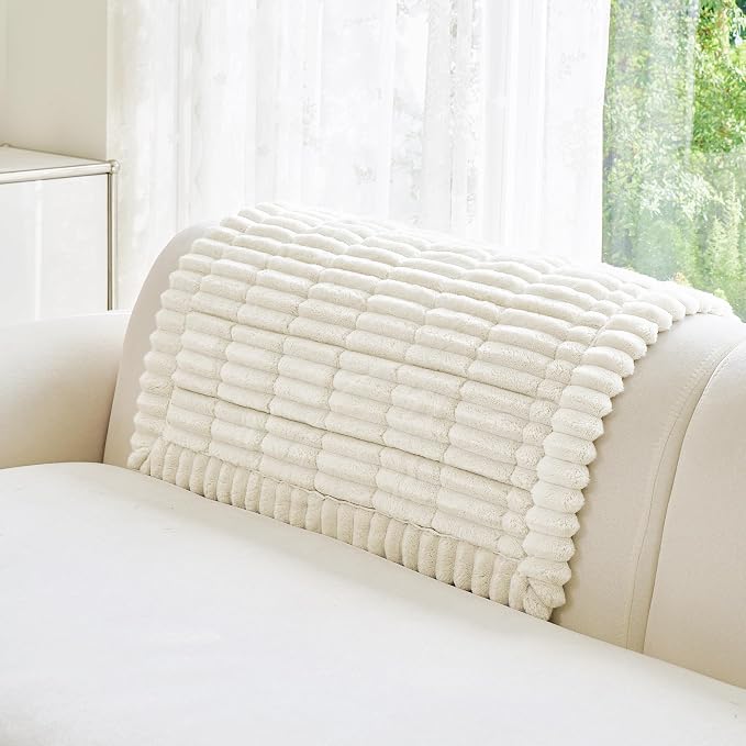 MYSKY HOME Chair Covers, Non-Slip Couch Cover, Cream, 27.6" x 27.6" | Recliner Chair Covers, Soft & Thick Chair Arm Covers Protectors, for Living Room, Pet Friendly, Couch Cushion Covers - Image 6