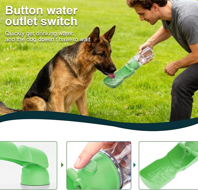 Amerisun Dog Water Bottle, 16.9 OZ Collapsible Leak-Proof Pet Water Bowl | Collapsible Water Bottle,Suitable for Dog, Cat, Puppy, Guinea Pig, Hamster & Bunny. Ideal for Walking, Hiking (A012B-Green) - Image 2