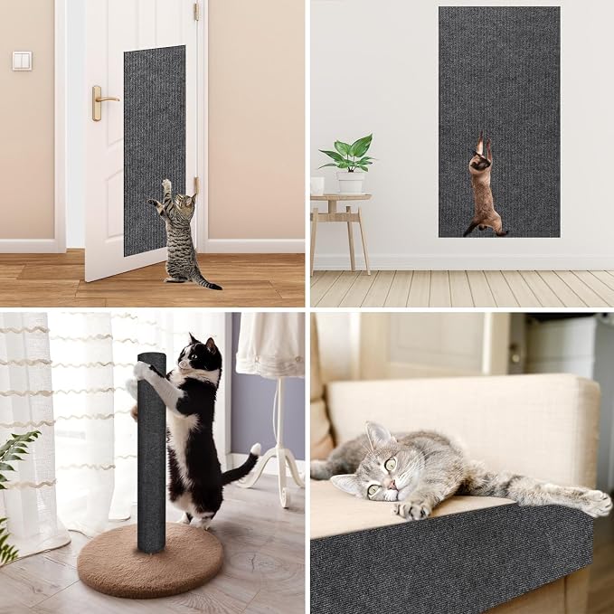 Trimmable Cat Scratcher Mat, 39.4"x15.8" Self-Adhesive Cat Scratching Carpet Pad Replacement for Cat Tree Shelves, Cat Steps and Posts, DIY Cat Scratch Couch Furniture Protector - Image 5
