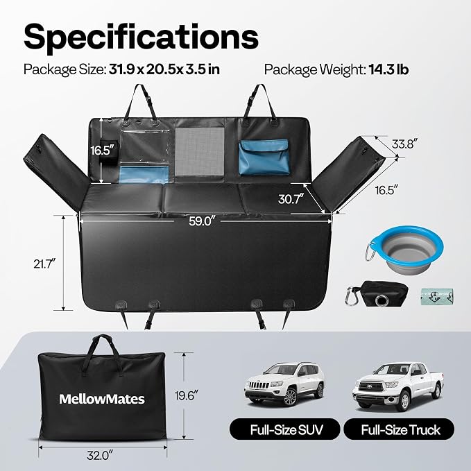 Dog Car Seat Cover for Back Seat 59" with Hard Bottom | Upgraded PU Leather Back Seat Extender Holds 400LBS, Waterproof Anti-Scratch Dog Backseat Cover for Cars, SUV & Small Truck - Image 7