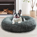 JOLLYVOGUE Calming Small Dog & Cat Bed for Indoor Cats - 20 inches Washable Donut Bed for Kittens & Puppies, Anti-Anxiety Round Fluffy Plush Pet Beds (Fits up to 15 lbs, Navy Grey) by JOLLYVOGUE