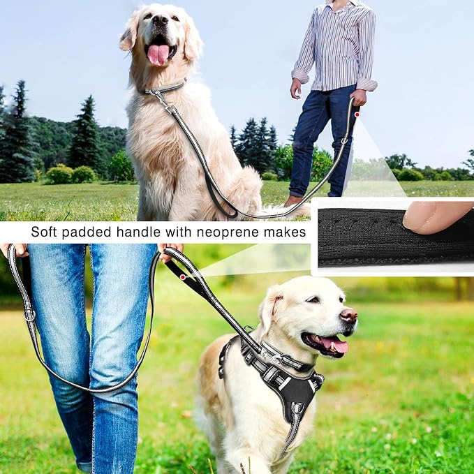 Pet Harness Collar and Leash Set, All-in-one Reflective Dog Harness No Pull with Adjustable Buckles for Puppies, Small, Medium, Large, and Extra-Large Dogs (Large, Black) - Image 6