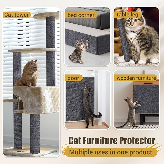 Cat Scratch Couch Protector, 90"x16" Trimmable Anti-Scratch with Grid Tape | Protect Couch from Cat Claws with Double Self-Adhesive Carpet, Great for Sofa & Indoor Wooden Furniture (Dark Gary) - Image 7