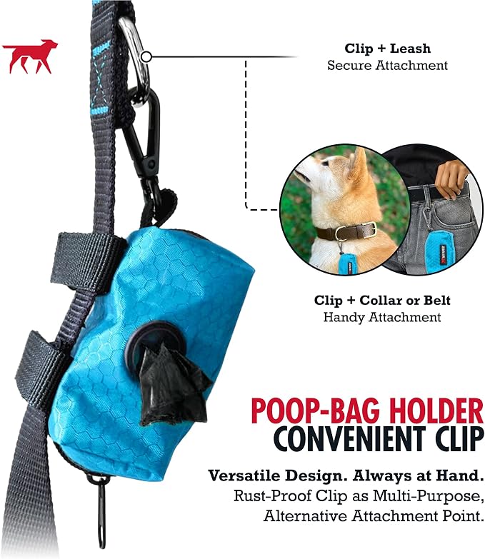Tuff Pupper Dog Poop Bag Holder | Works with Any Dog Leash | Zippered Waste Bag Dispenser | Waterproof with Rust-Proof Clip | Convenient Lightweight Design | Includes 2 Rolls of Leak-Proof Bags - Image 8