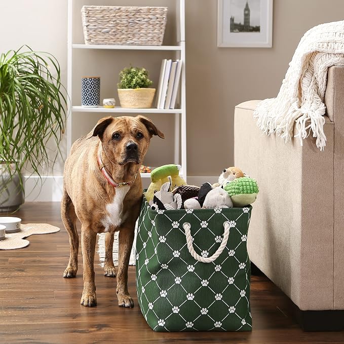 Bone Dry Pet Storage Collection Paw and Bone Print, Large Rectangle, 17.5x12x15 Hunter Green Trellis - Image 5