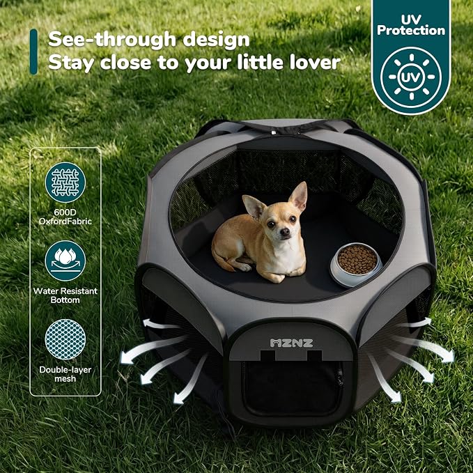 Dog Cat Small Animal Puppy Playpen Crate, Small, Dark Grey | Portable Pop Up Pet Cage Enclosure Tent Kennel Indoor Outdoor with Carrying Case, No Assembly, Camping Use - Image 6
